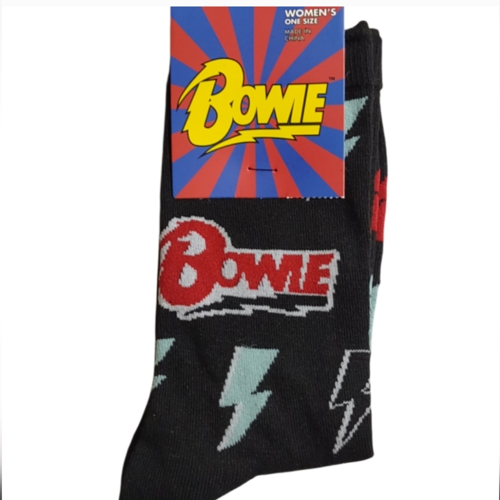 David Bowie Women's Casual Socks Black and Red Lightning Bolt Bundle And Save